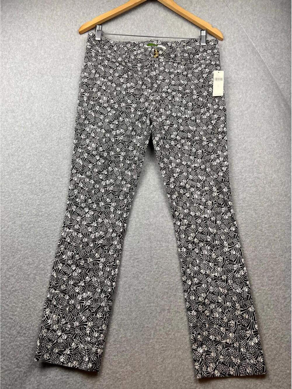 Anthropologie Ankle Pants Womens 6 Coastal Stretch Pineapple Unique Wacky